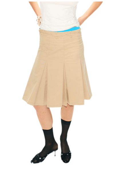 Low Waist Pleated A-Line Skirt