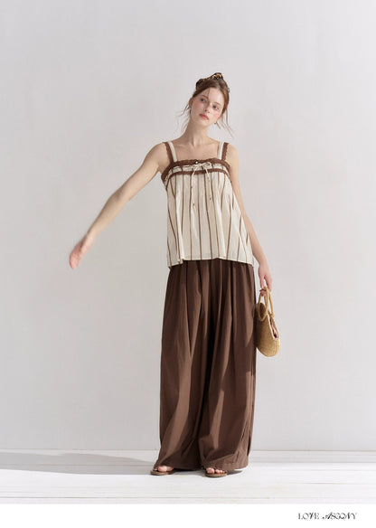 Striped Lace-Trim Tie-Front Camisole