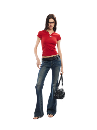 Summer V-neck Slim Fit T-shirt