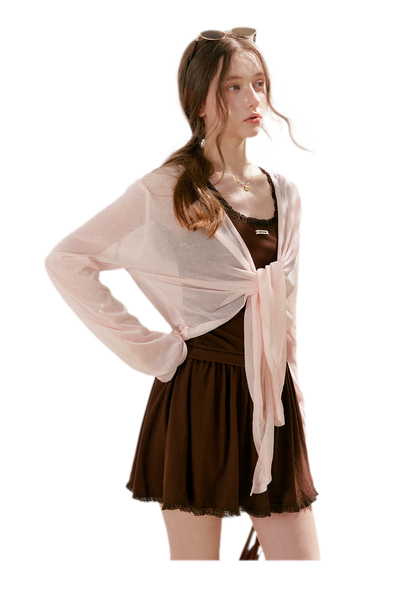 Airy Layered Short Knit Cardigan