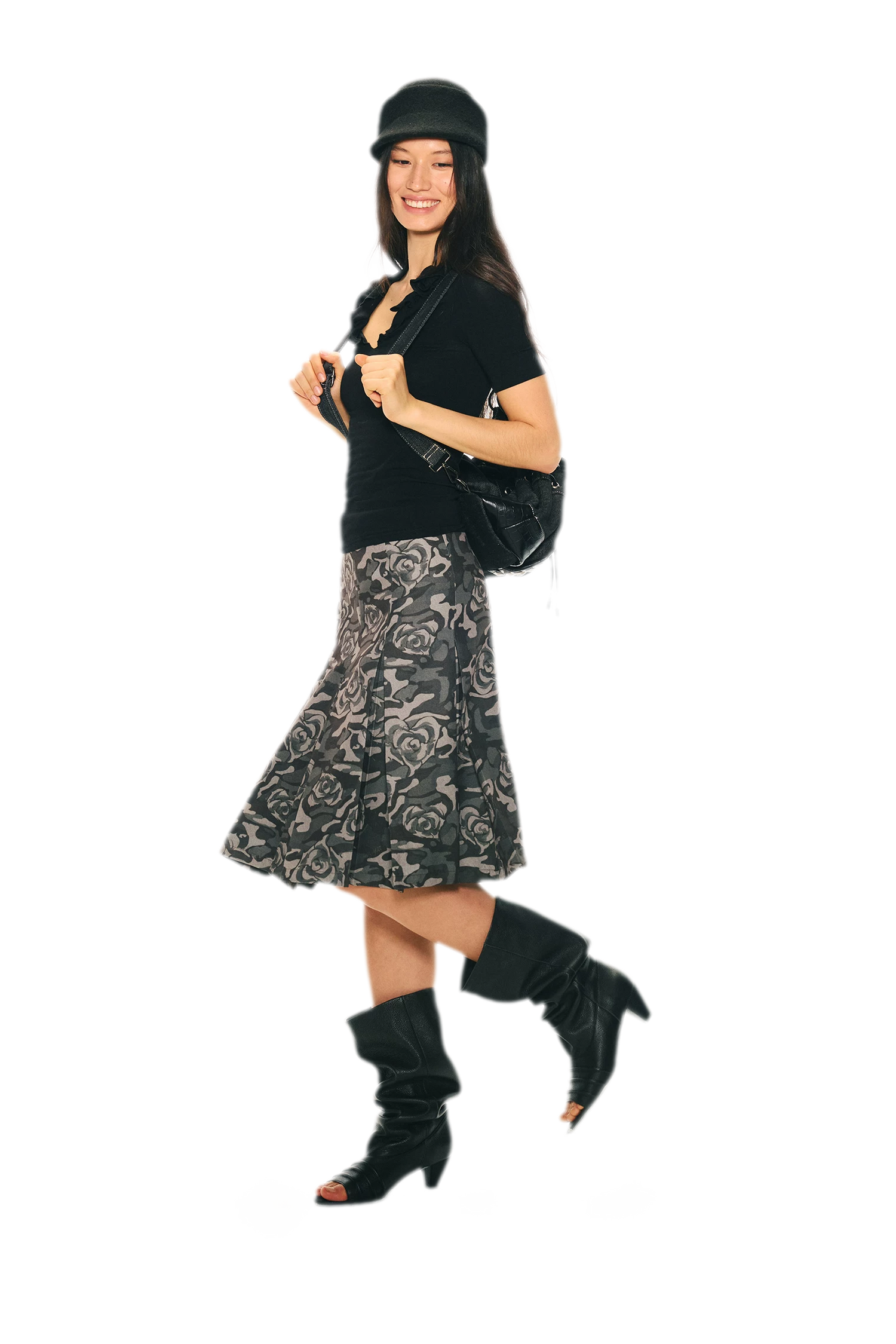 Low Waist Pleated A-Line Skirt