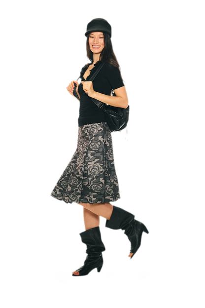 Low Waist Pleated A-Line Skirt