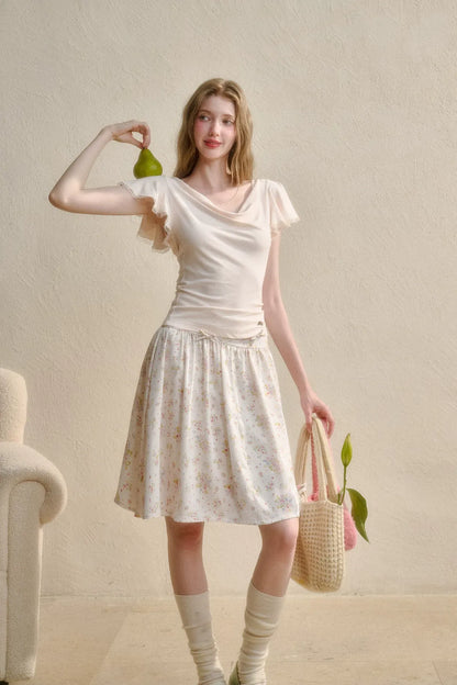 Airy V-Neck Ribbed T-Shirt