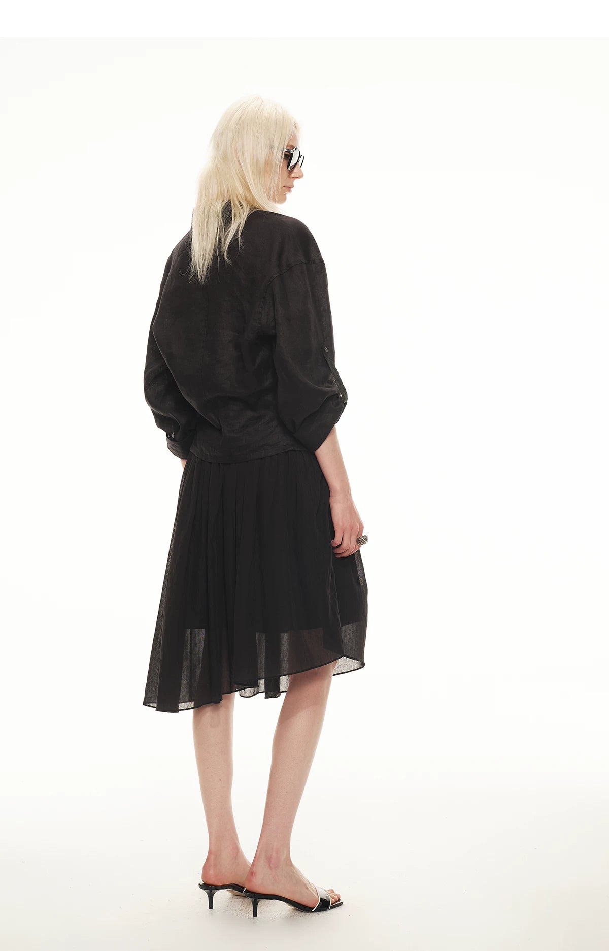 Linen Waist-Defined Shirt &amp; Low-Rise Rolled Shorts Set