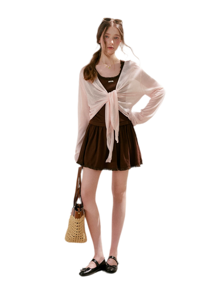 Airy Layered Short Knit Cardigan