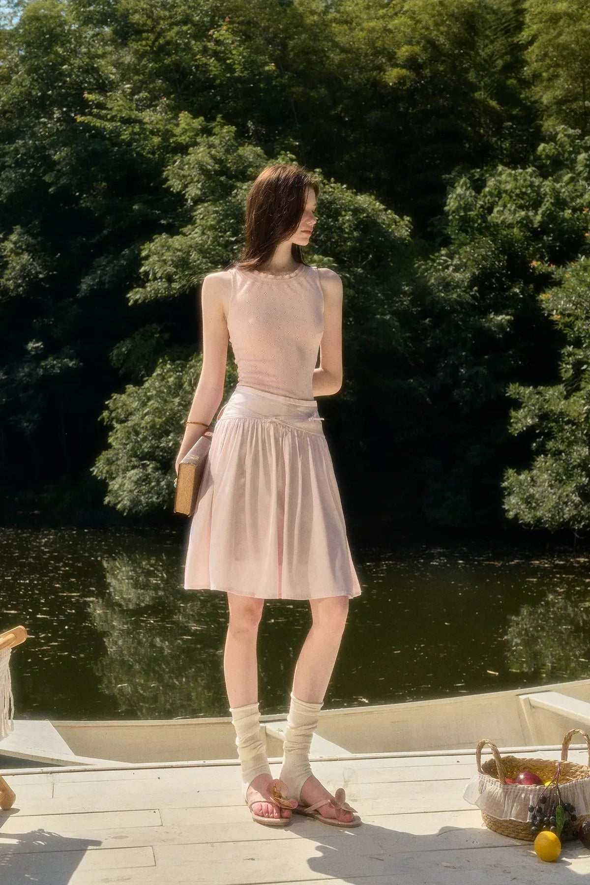 Satin Bow A-Line Skirt
