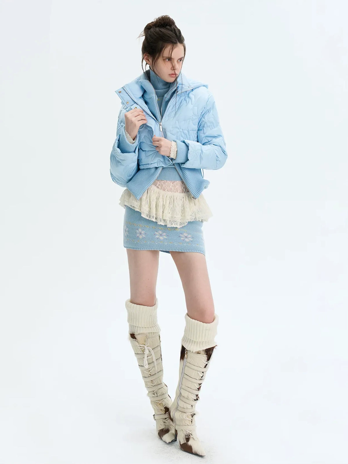 Quilted Cropped Hooded Down Jacket