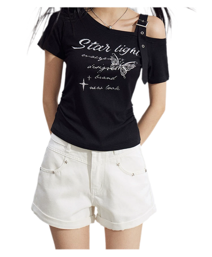 Embroidered Denim Shorts