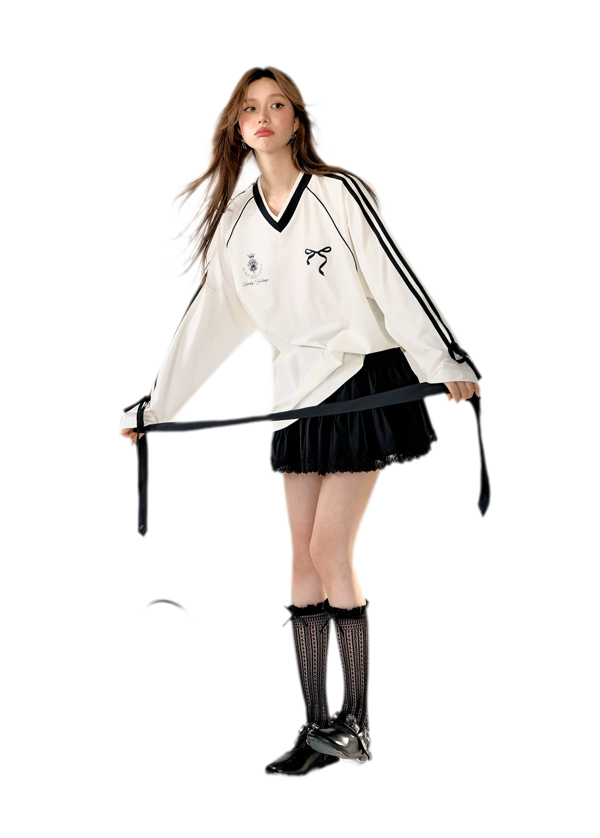 Colorblock Bow Embroidered Tee