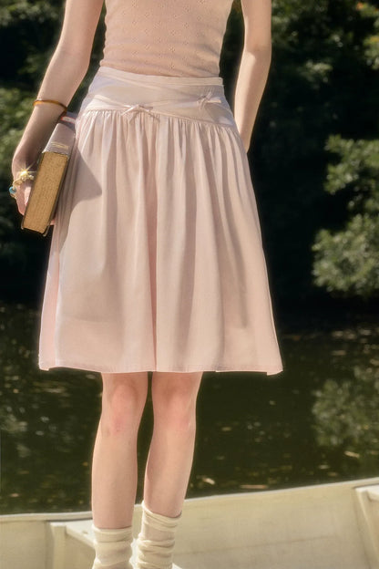 Satin Bow A-Line Skirt