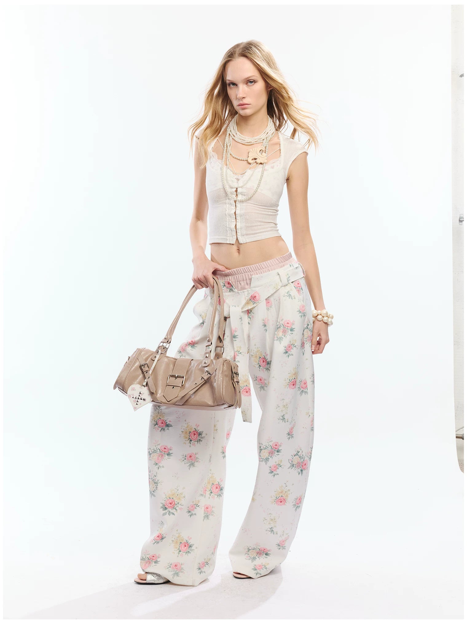 Floral Print Loose Wide Leg Pants