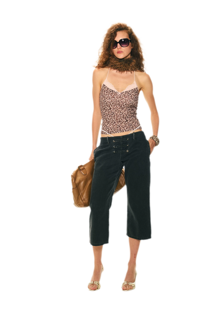 Retro Leopard Print Lace Camisole