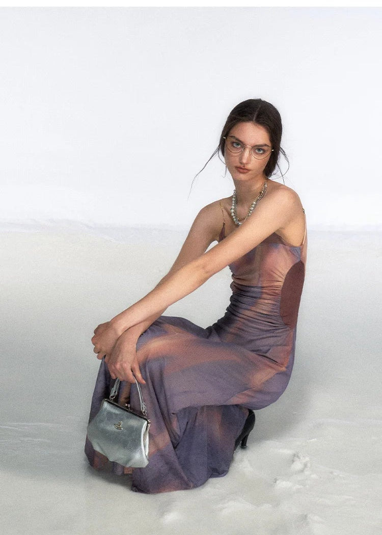 City Island Diary Colorblock Off-Shoulder Slip Dress