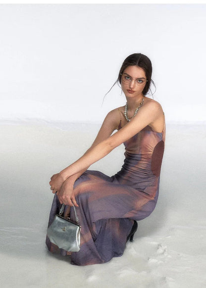 City Island Diary Colorblock Off-Shoulder Slip Dress
