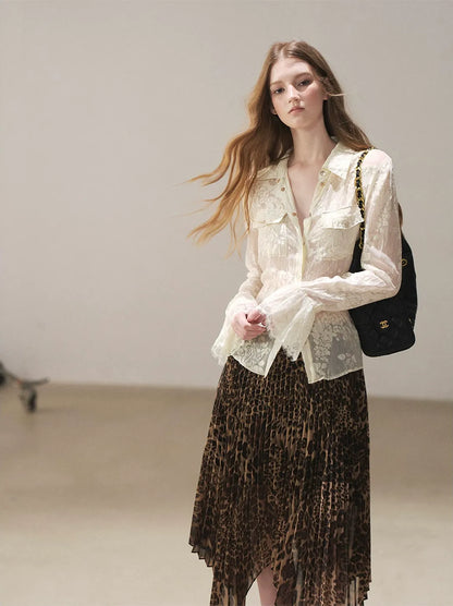 Burnout Jacquard Tailored Chiffon Shirt
