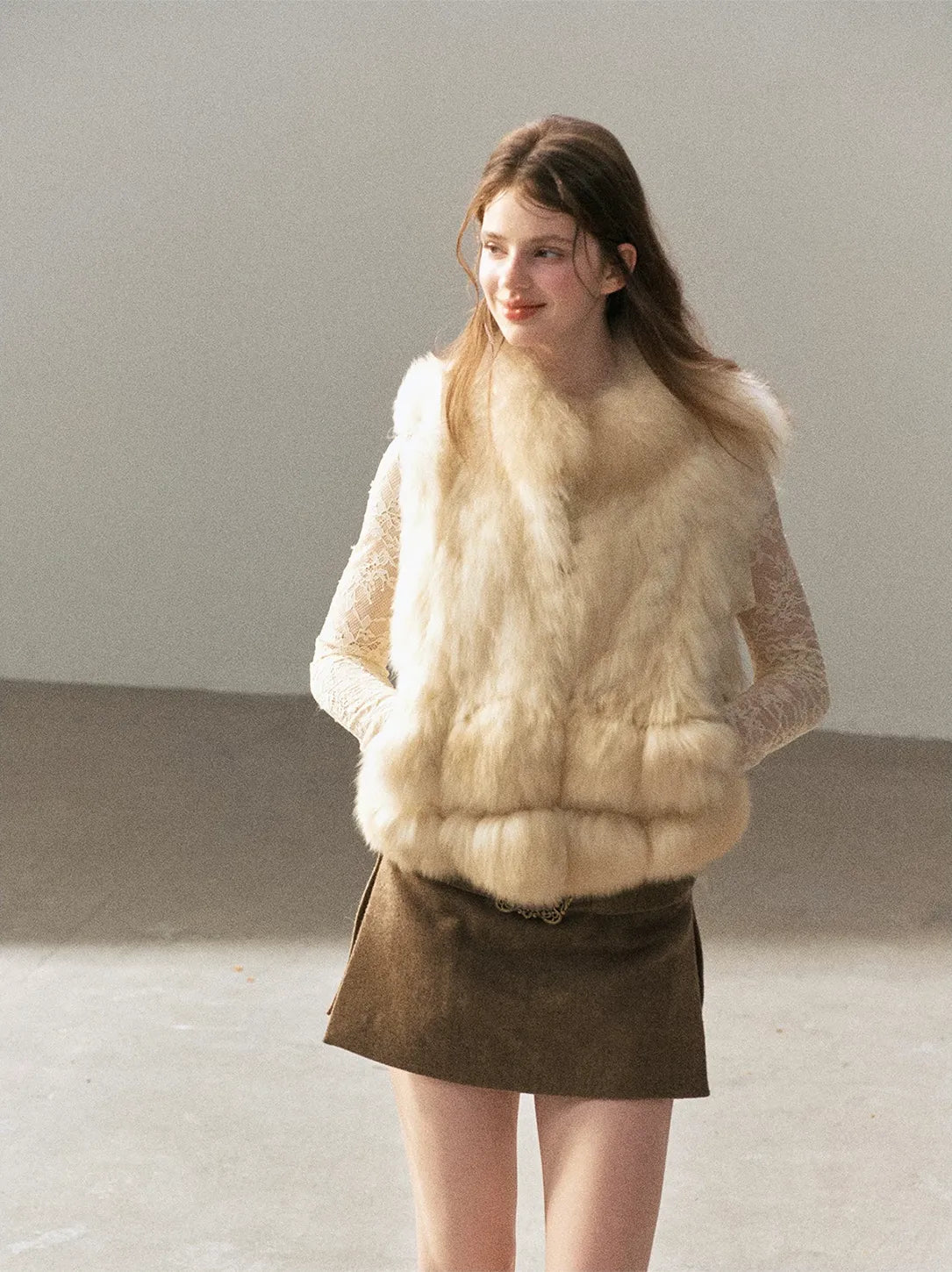 Fox Fur Stand-Collar Vest