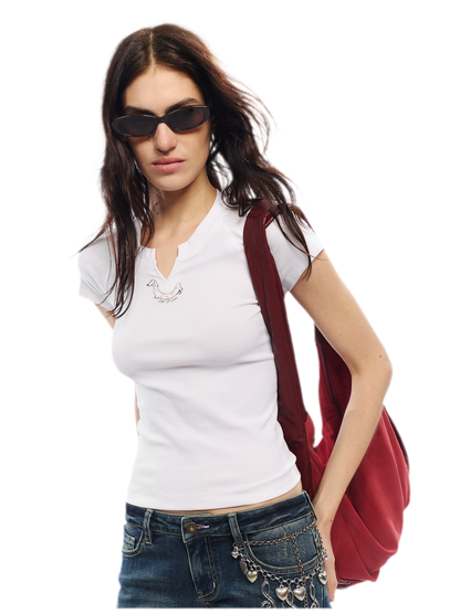 Summer V-neck Slim Fit T-shirt