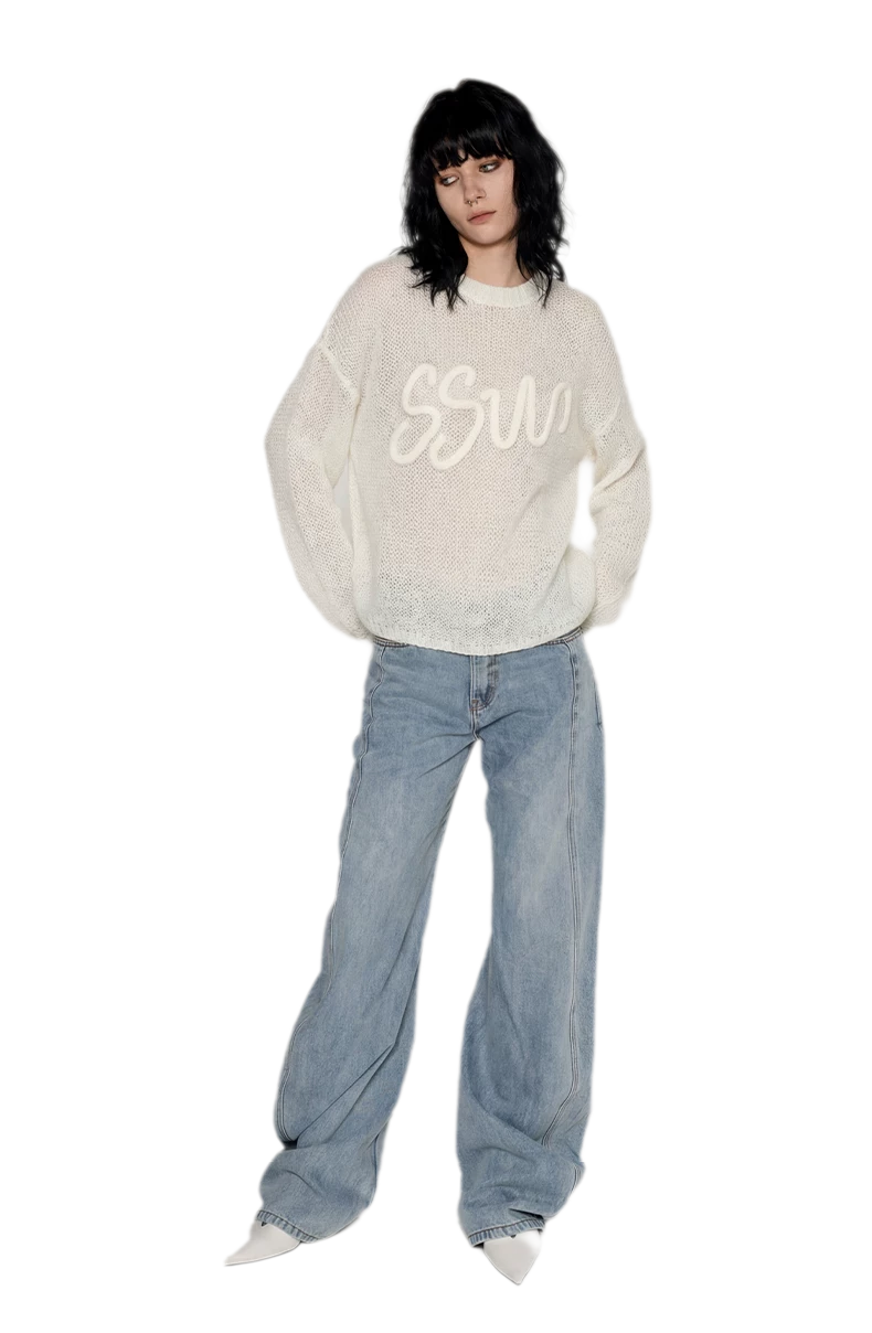 Mohair Openwork Logo Sweater