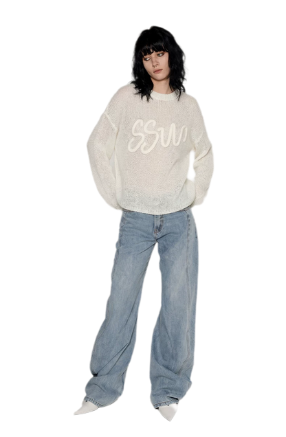 Mohair Openwork Logo Sweater