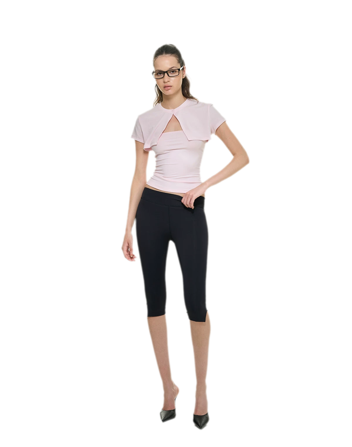 Bare-Feel Slit Capri Pants