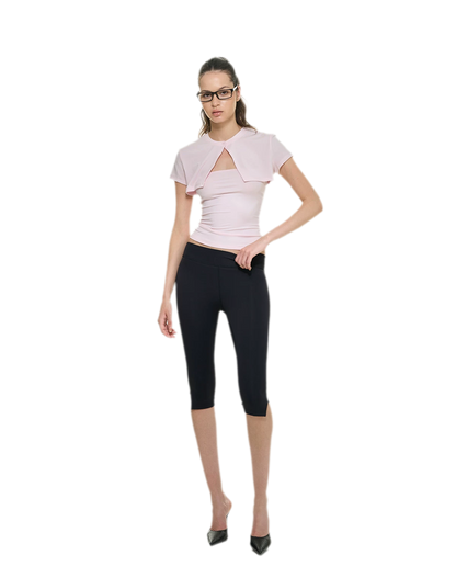 Bare-Feel Slit Capri Pants