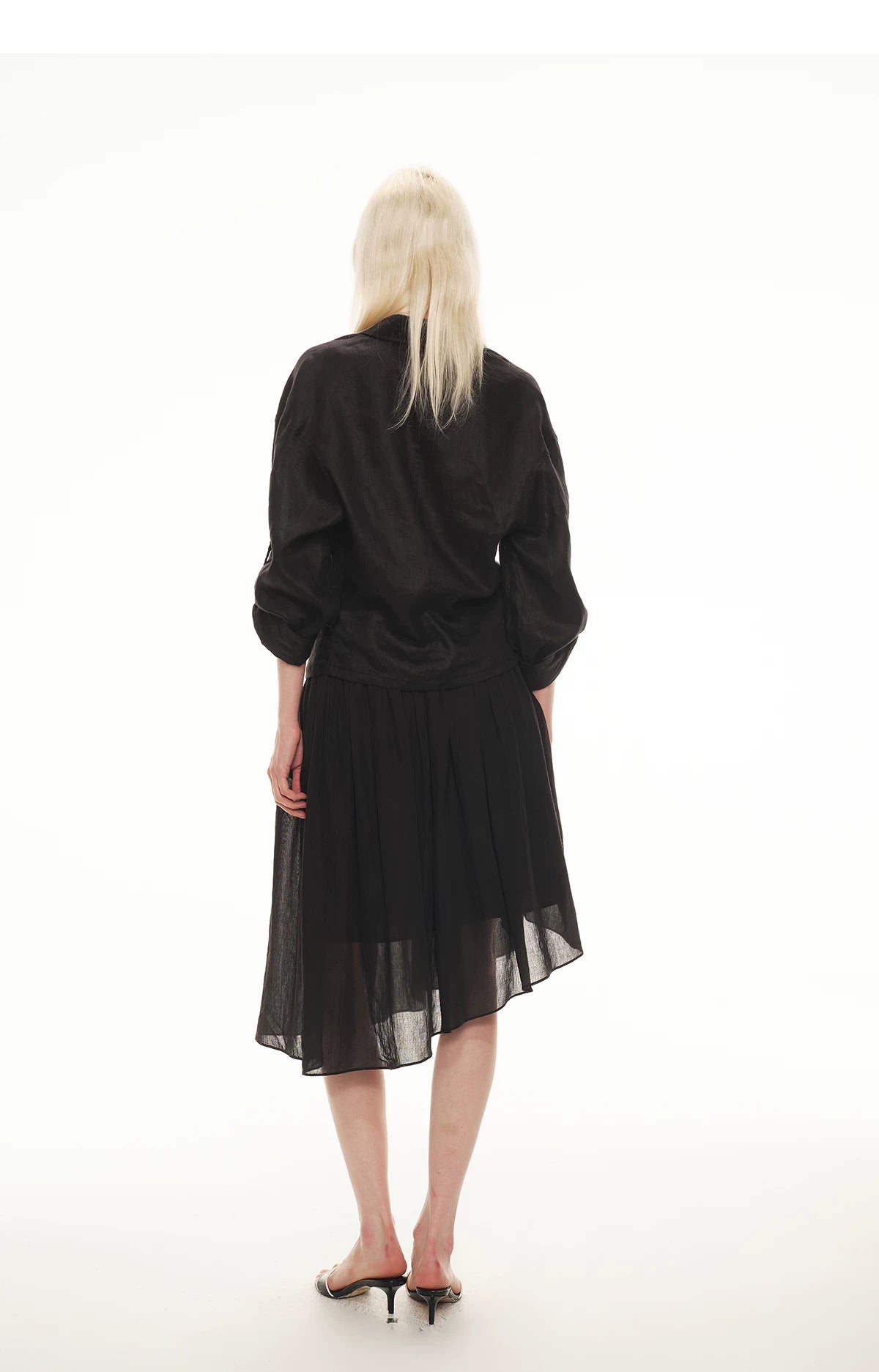Linen Waist-Defined Shirt &amp; Low-Rise Rolled Shorts Set