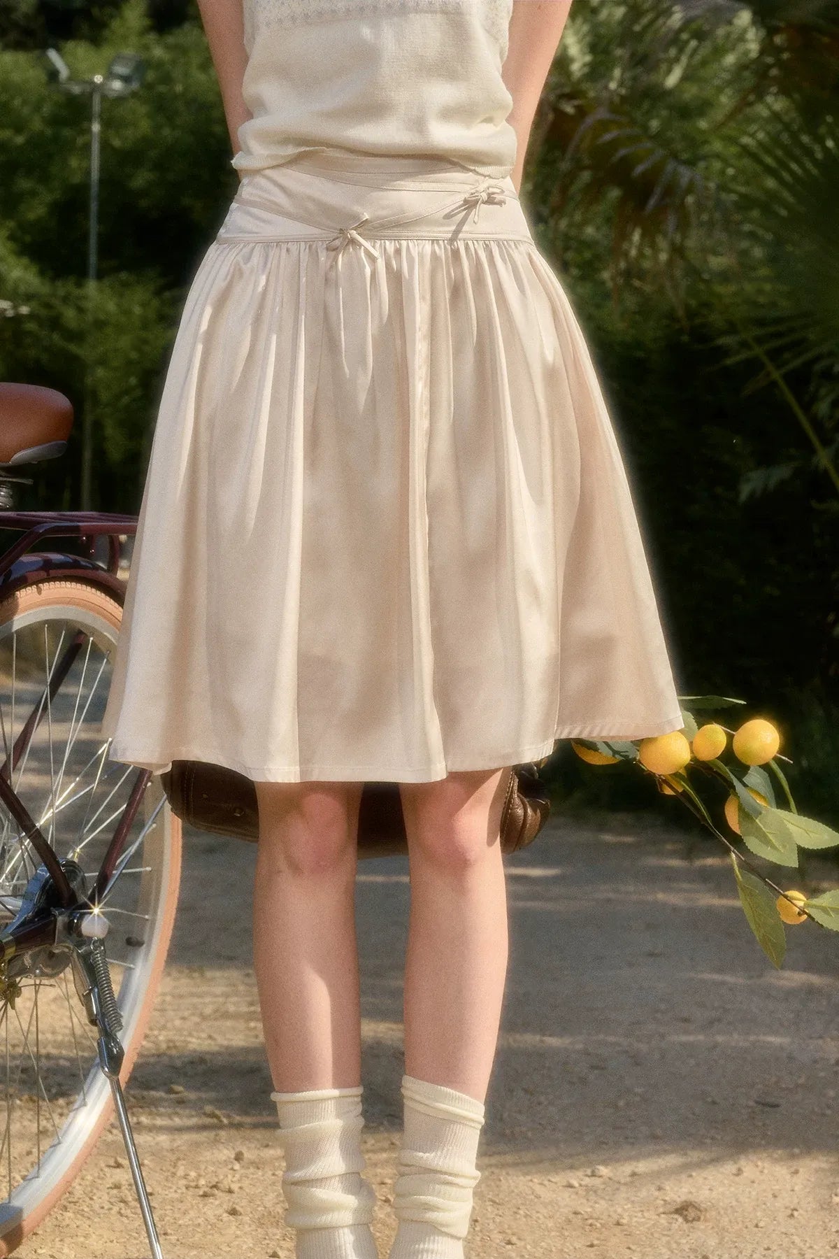 Satin Bow A-Line Skirt