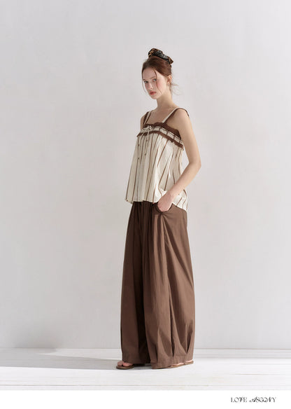 Striped Lace-Trim Tie-Front Camisole