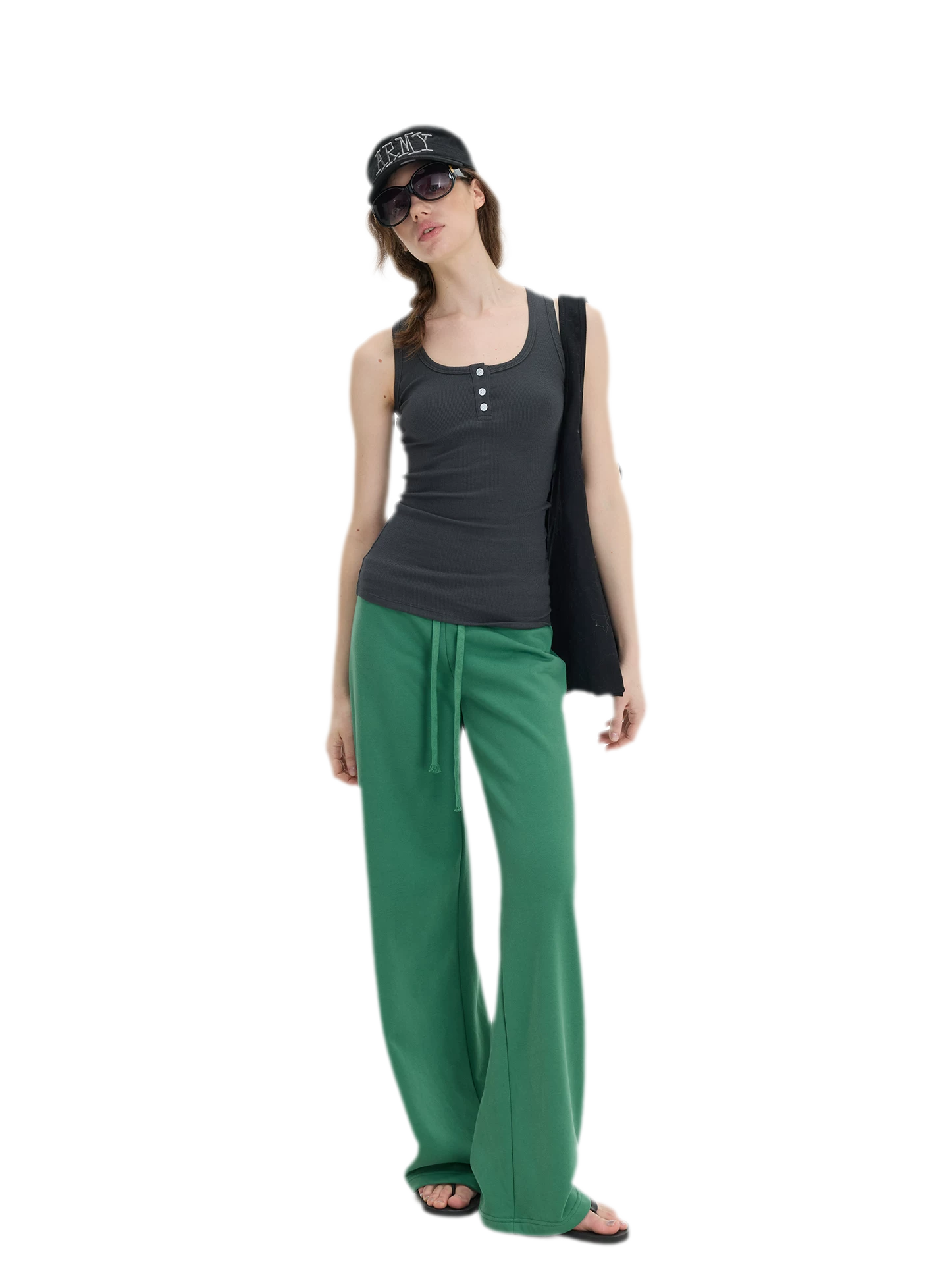 Ribbed Slim-Fit Henley Tank