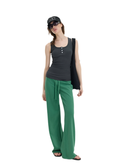 Ribbed Slim-Fit Henley Tank