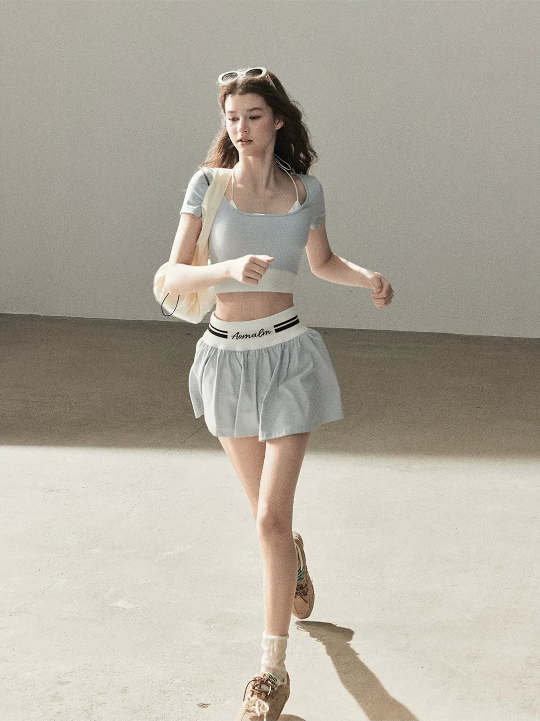 Contrast Layered Tennis Skort Set