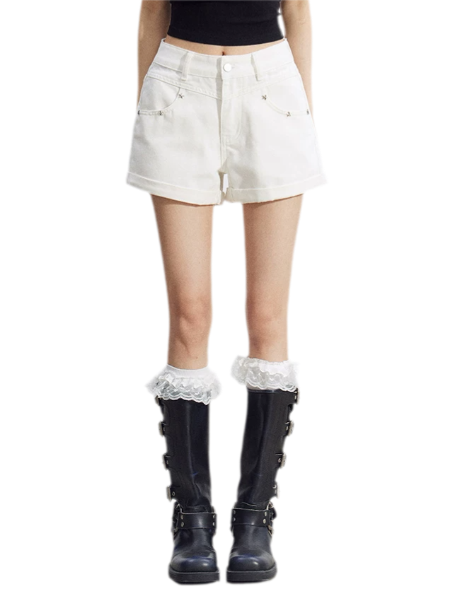 Embroidered Denim Shorts