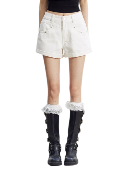 Embroidered Denim Shorts