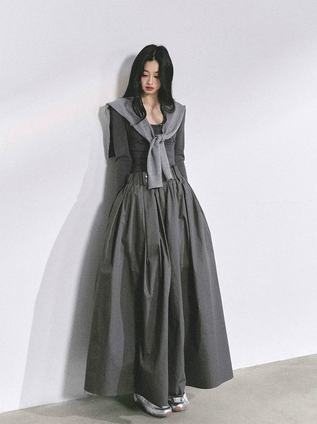 Jurk met vierkante hals en imitatie-tweedelige look
