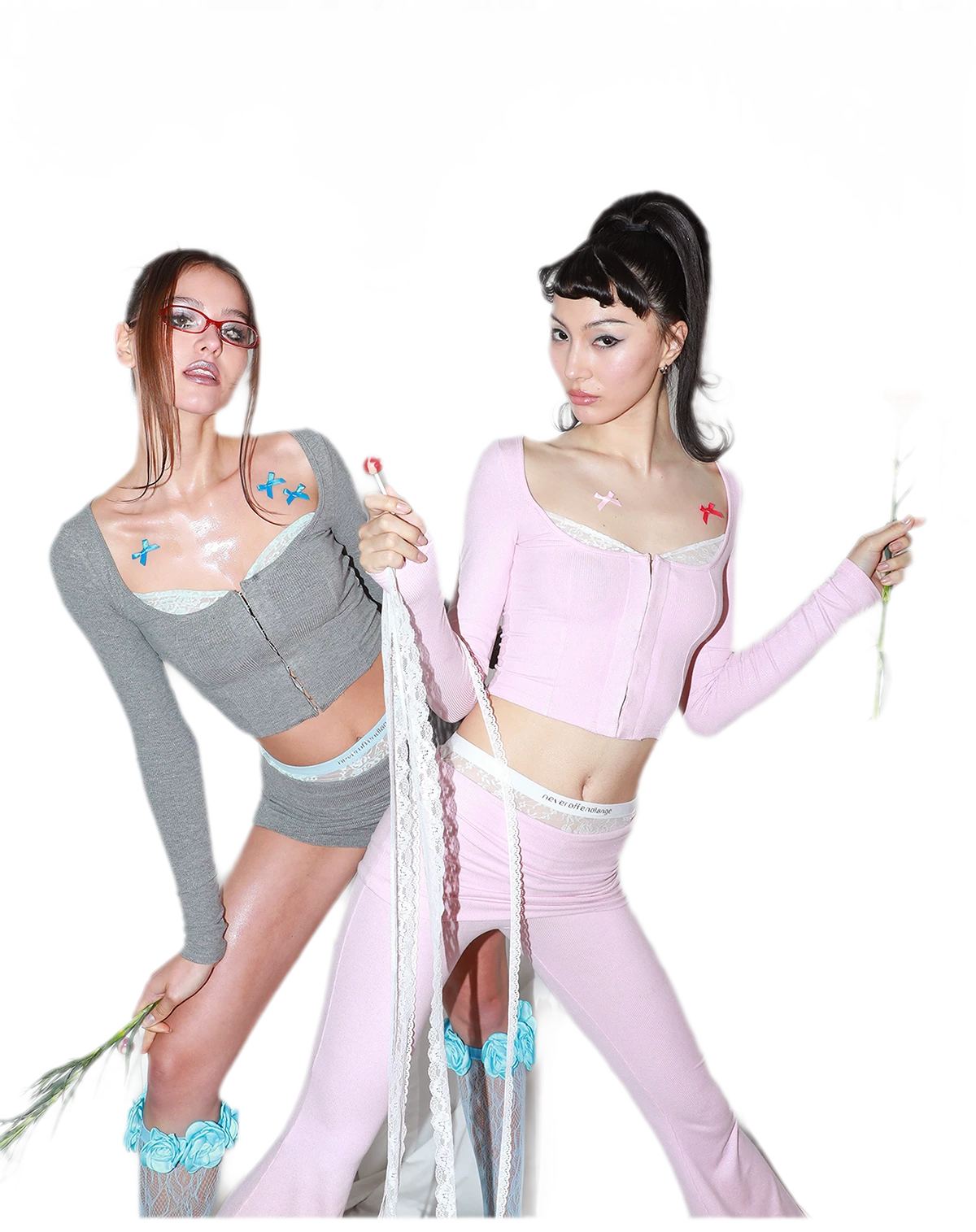 Lace Cutout Knit Set