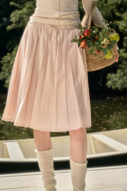 Pleated Printed A-Line Skirt