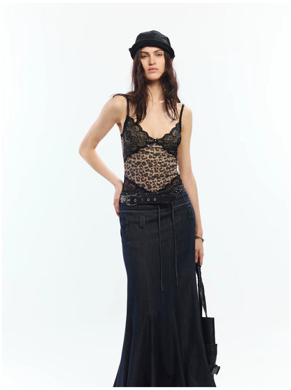 Vintage Rose Leopard Print Lace Camisole