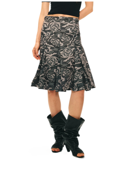 Low Waist Pleated A-Line Skirt