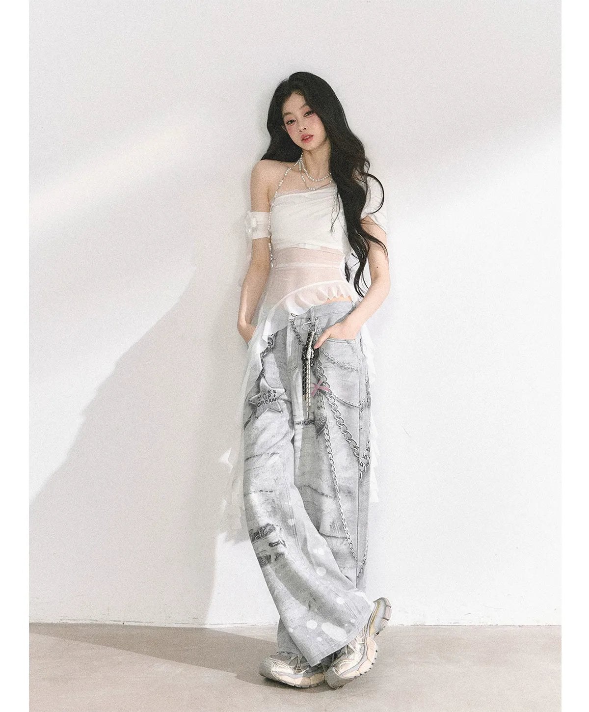Sheer Asymmetric Mesh Tee