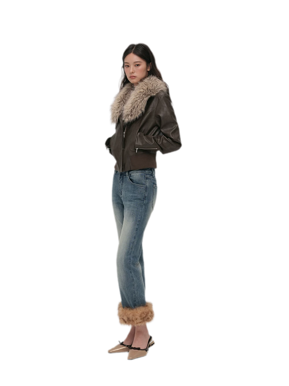 Vintage Washed Cropped Flare Jeans