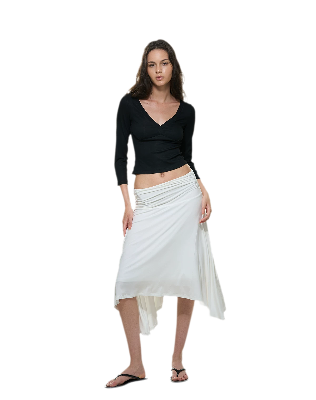 Crossfront Ribbed V-Neck Top