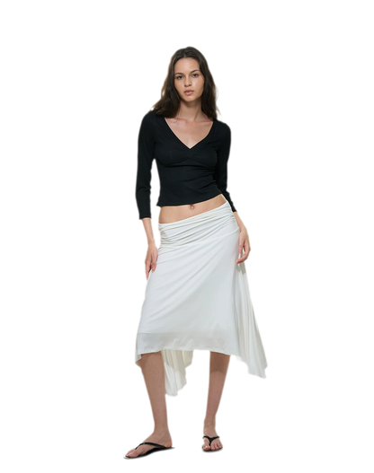 Crossfront Ribbed V-Neck Top
