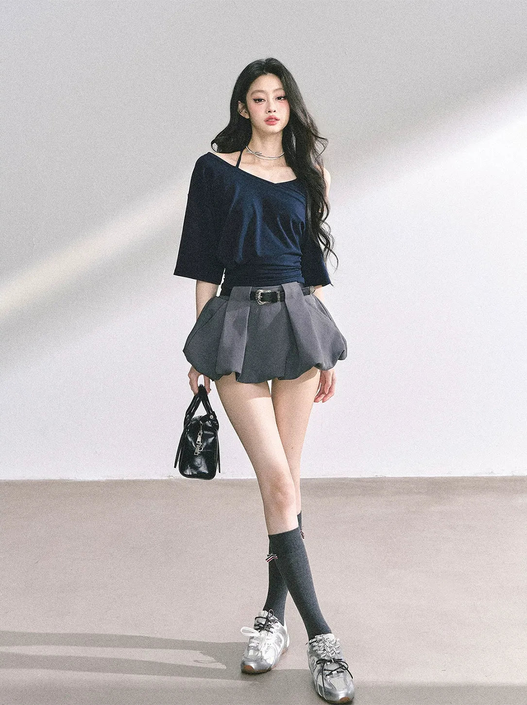 Asymmetric Beaded Off-Shoulder Top