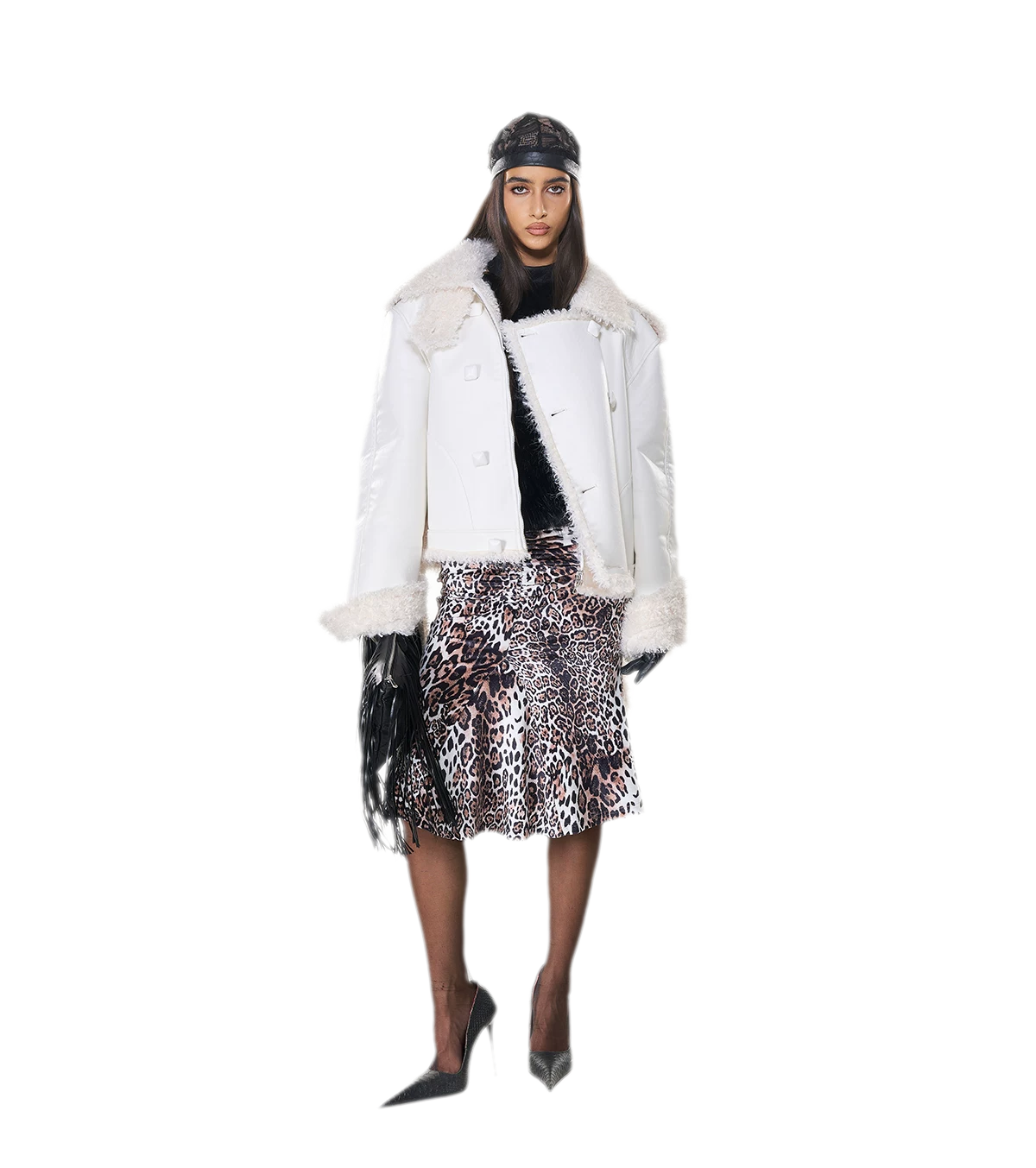 Reversible Fur Leather Cropped Jacket