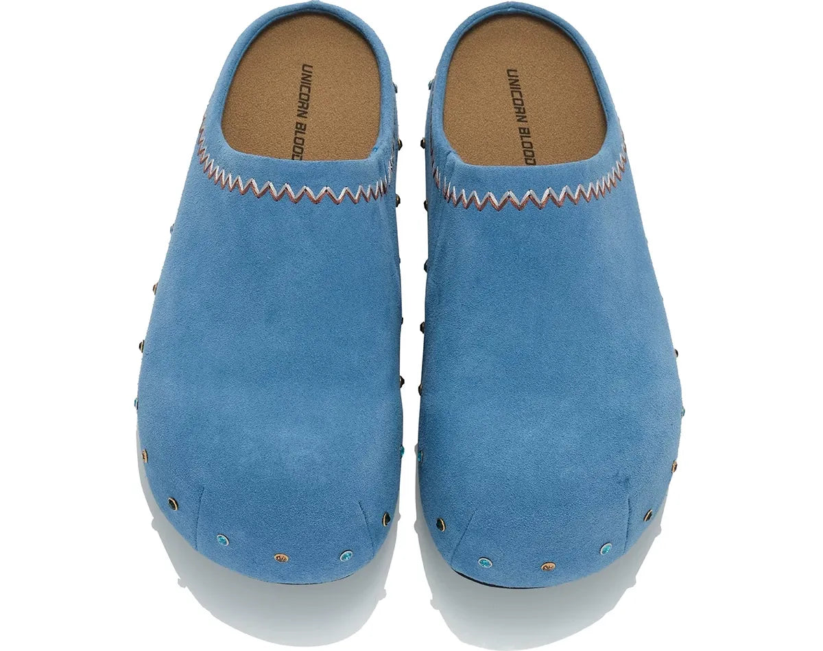 Rhinestone Platform Suede Mules