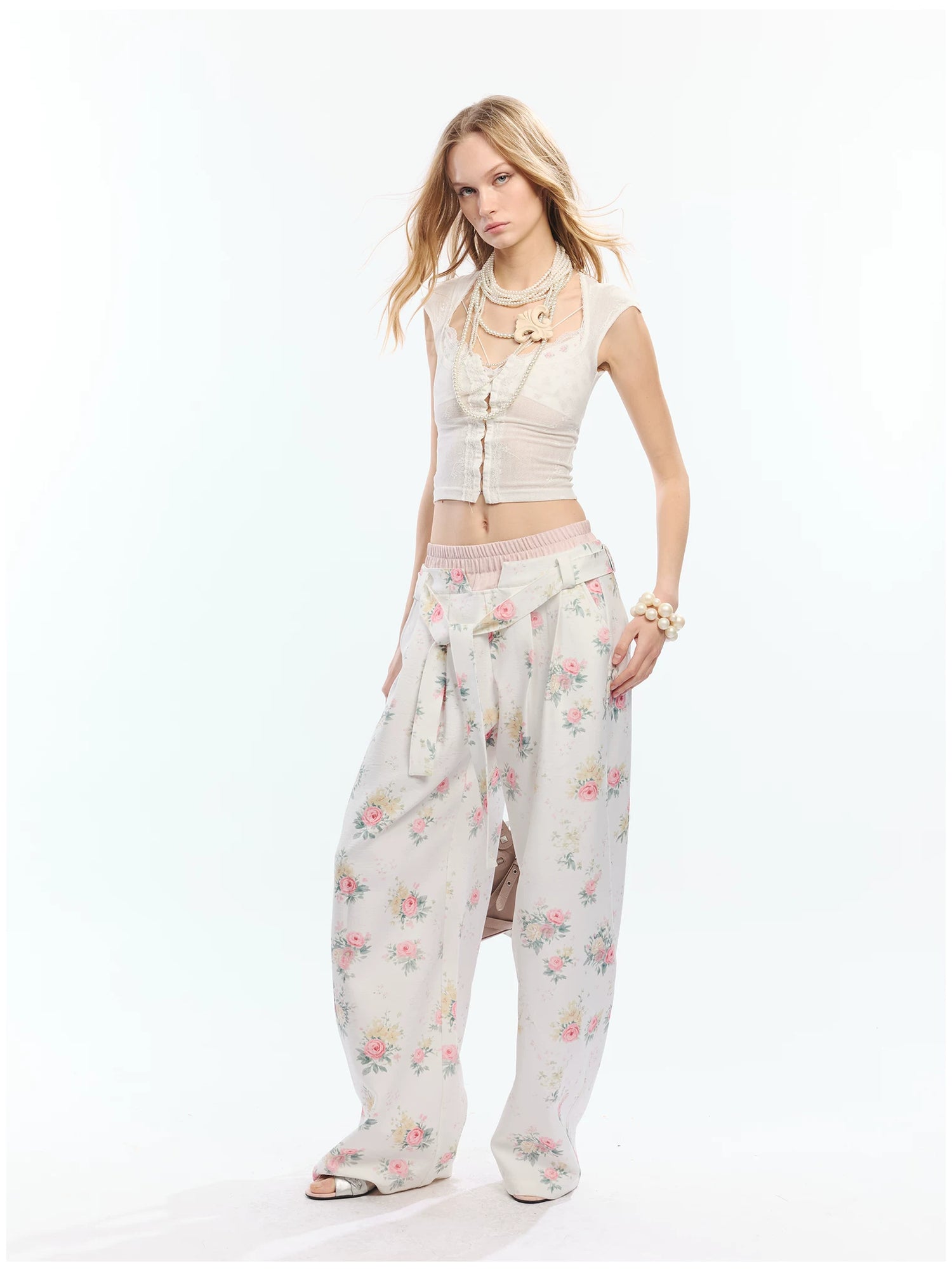 Floral Print Loose Wide Leg Pants