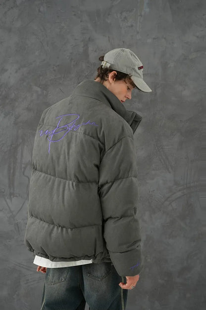 Suede Oversized Down Puffer Jacket