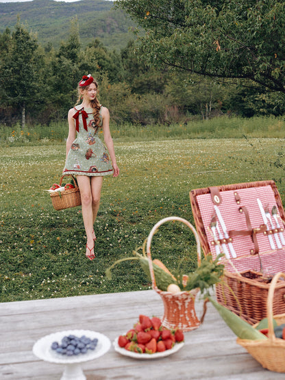 Vintage Contrast Mini Dress