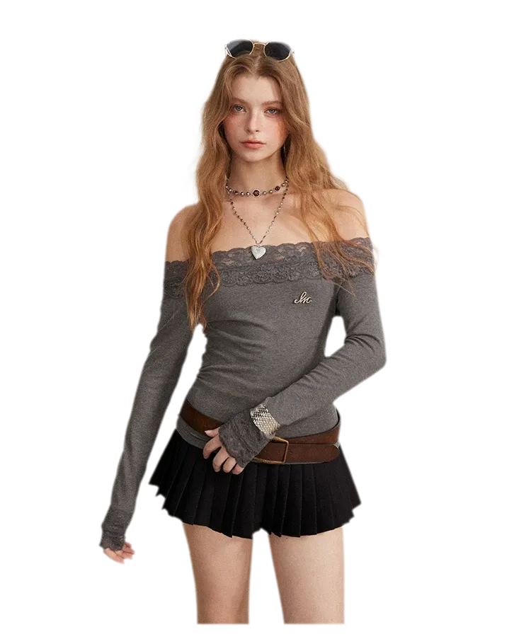 Lace Panel Off-Shoulder T-Shirt