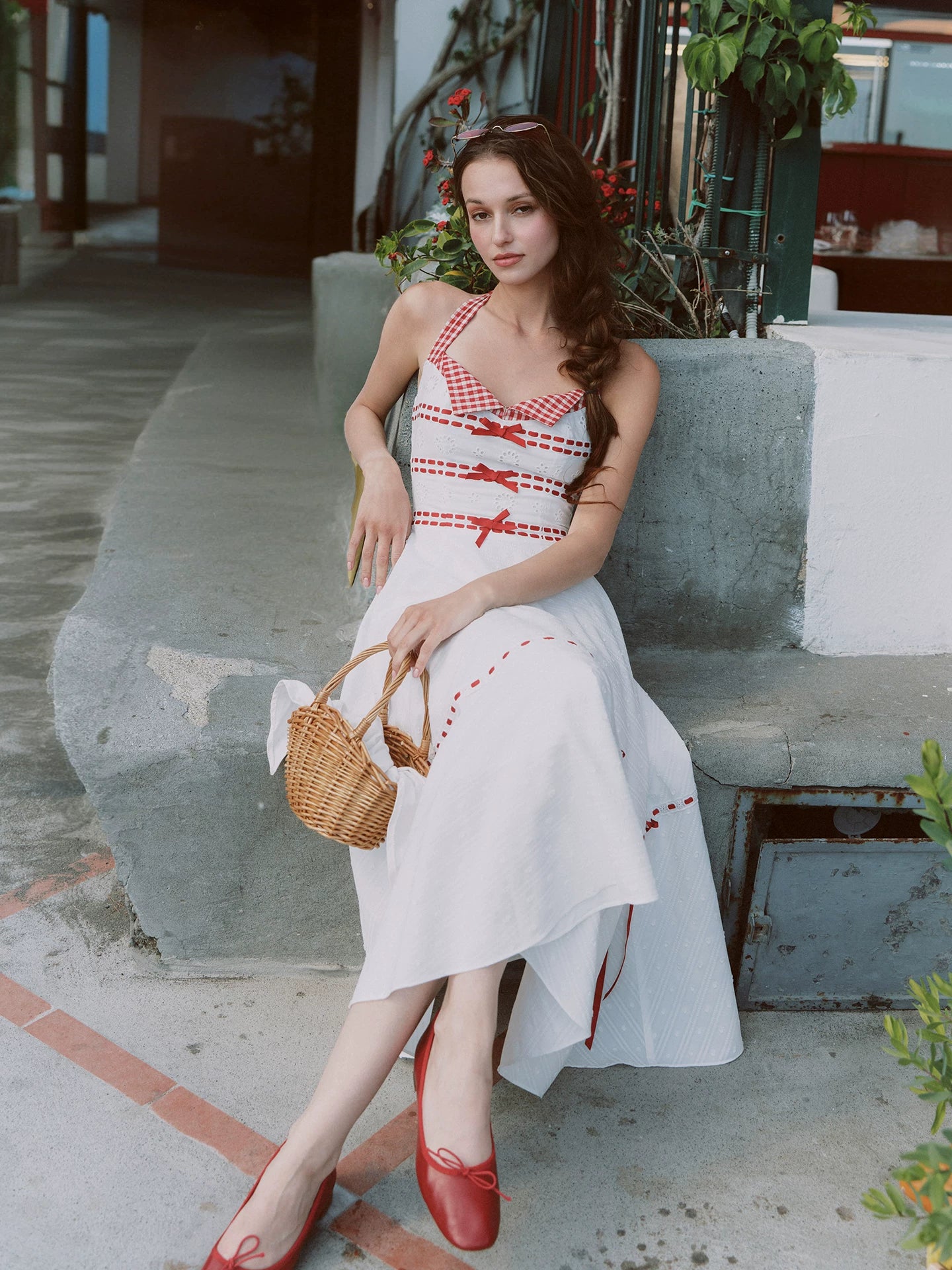 Cotton Embroidered Halter Dress